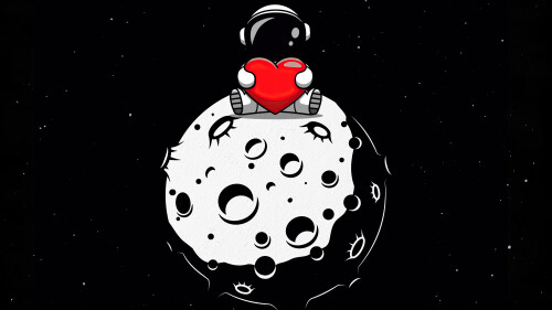 red heart astronaut planet outer space black background 5120x2880 4408